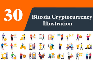 Bitcoin Cryptocurrency Illustrations, a Finance Illustration by EllaMaiyaali