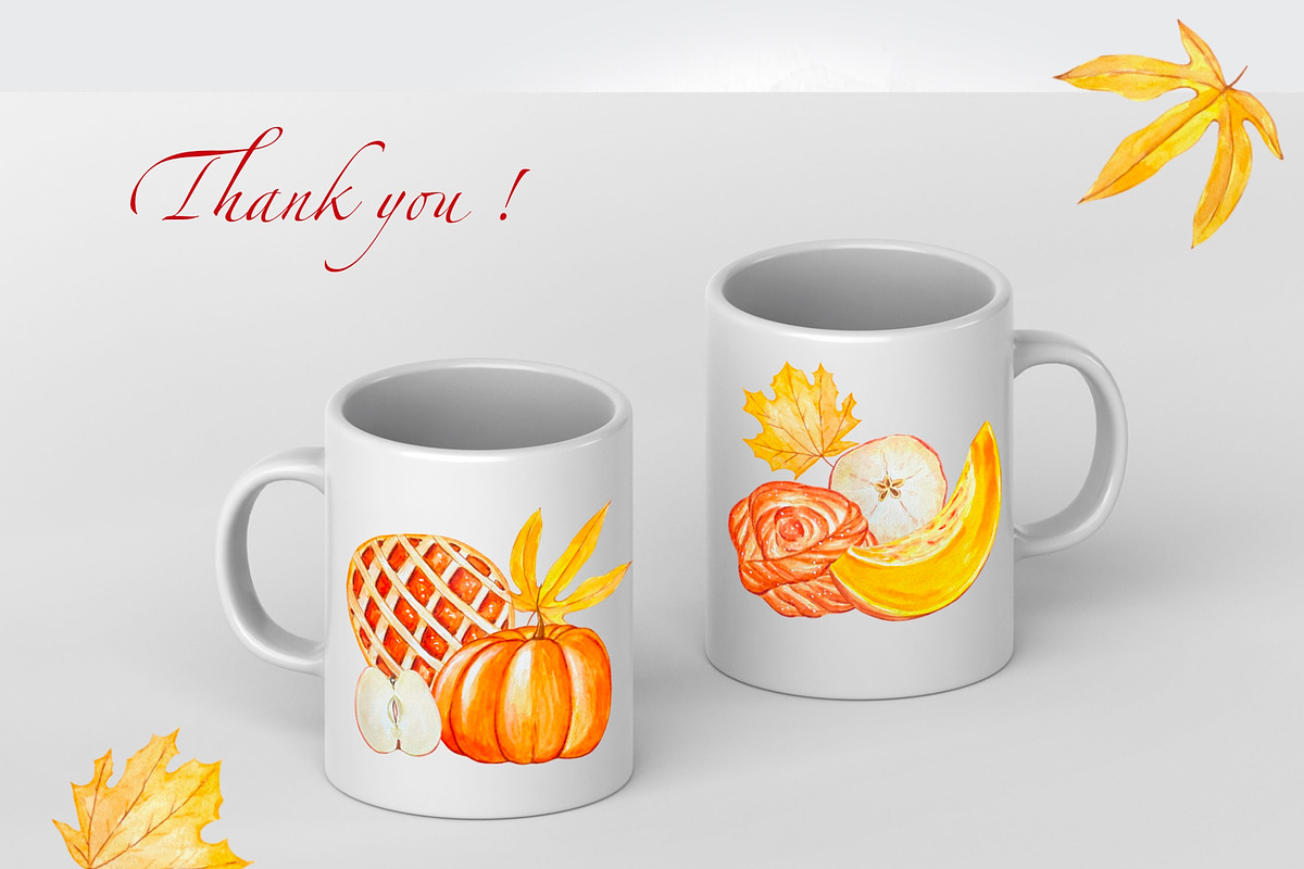 Watercolor autumn food clipart, a Food Illustration by DiashaArt (Photo 3 of 3)