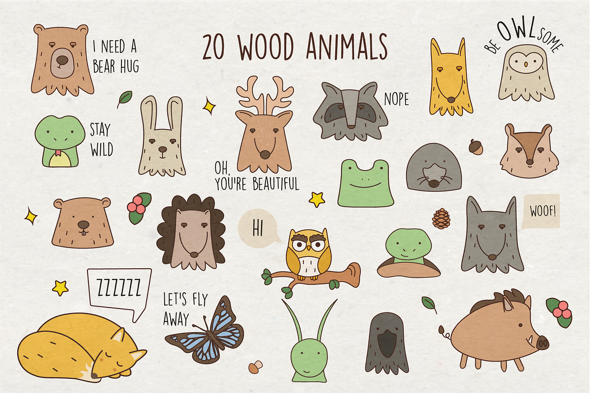 Cute Camping Doodles Vector Graphics, an Animal Illustration by Vibérains (Photo 4 of 13)