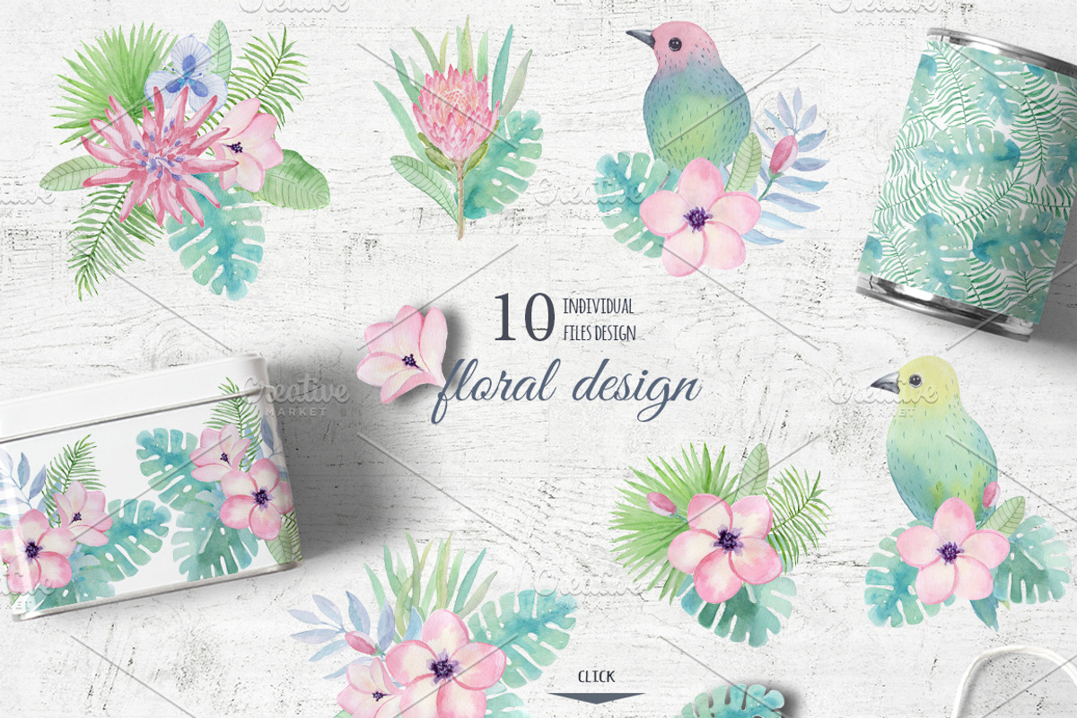 Tropical design. Plumeria., an Illustration by BrushArtDesigns (Photo 2 of 2)