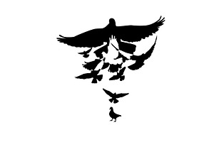 Abstract dove monochrome silhouette, an Animal Illustration by Nenahliadava Design