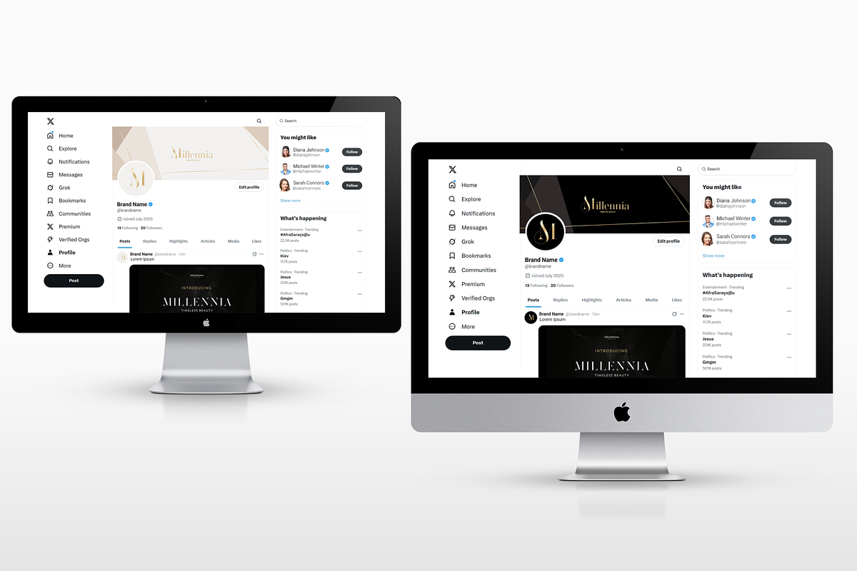 Millennia - M monogram brand identit, a Graphic by Graphema Digital (Photo 10 of 12)