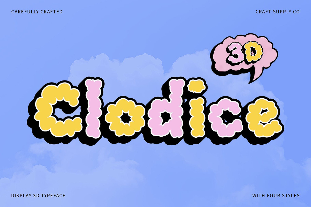 Clodice 3D, a Sans Serif Font by Craft Supply Co. (Photo 1 of 8)