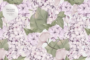 Lilac Seamless Pattern And Graphic