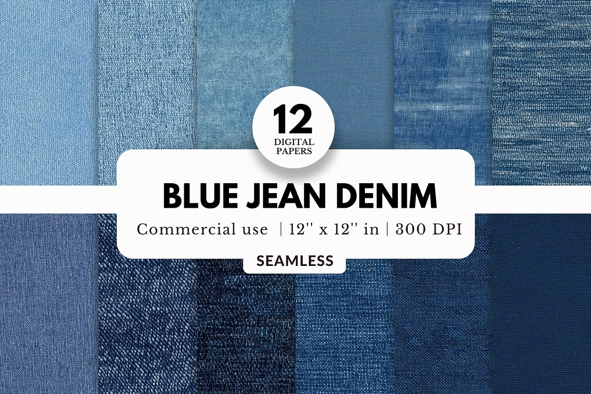 12 Blue Jean Denim Digital Textures, a Texture Graphic by NorthWindPixels (Photo 1 of 4)