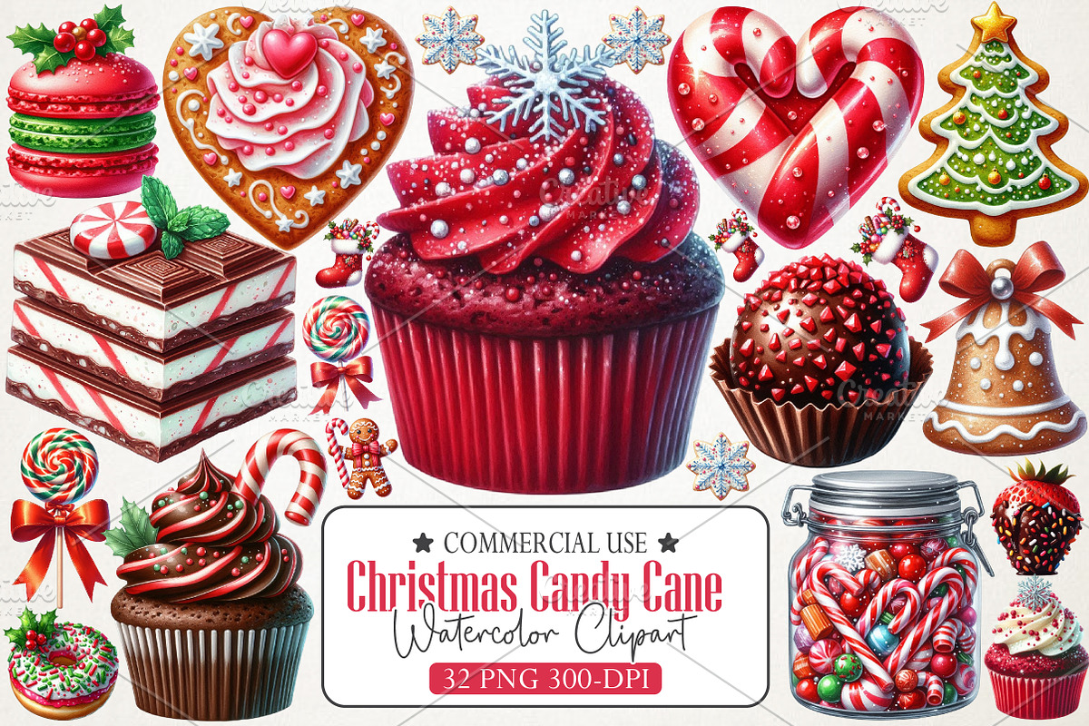 Christmas Candy Canes & Sweets Clipa, an Illustration by RobertsArt (Photo 1 of 7)