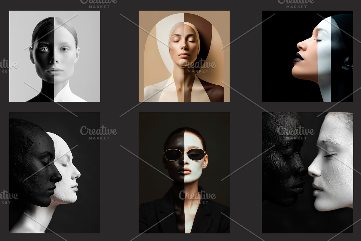 Fragmented Silence: Abstract Faces, a Decorative Illustration by Vika_Softlife (Photo 4 of 4)