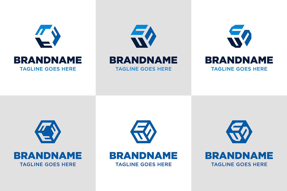 Letters TTT UUU VVV Hexagon Logo Set, a Branding & Logo Template by Pray Art Design Studio (Photo 1 of 2)