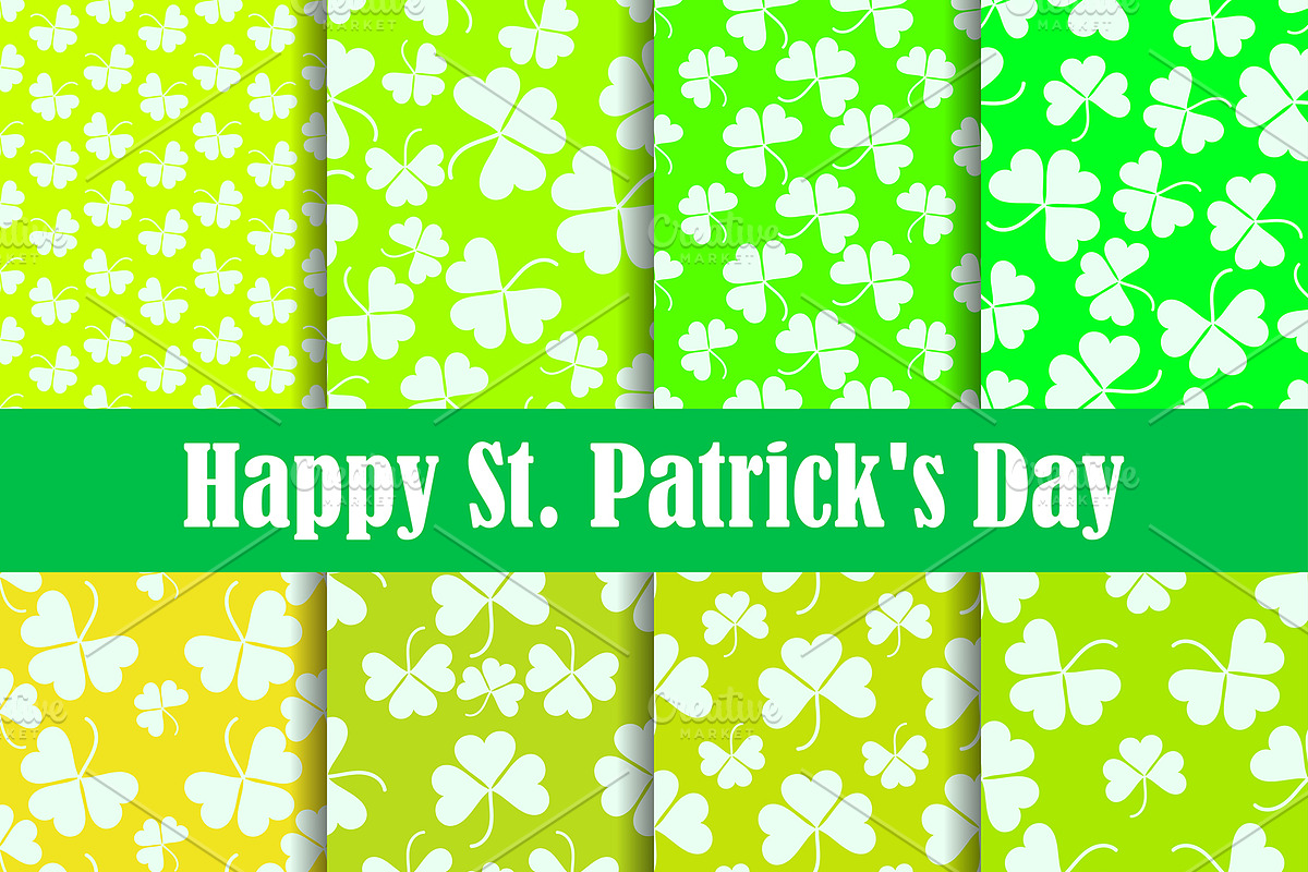 Clover leaves seamless patterns, a Pattern Graphic by Andy Vinnikov