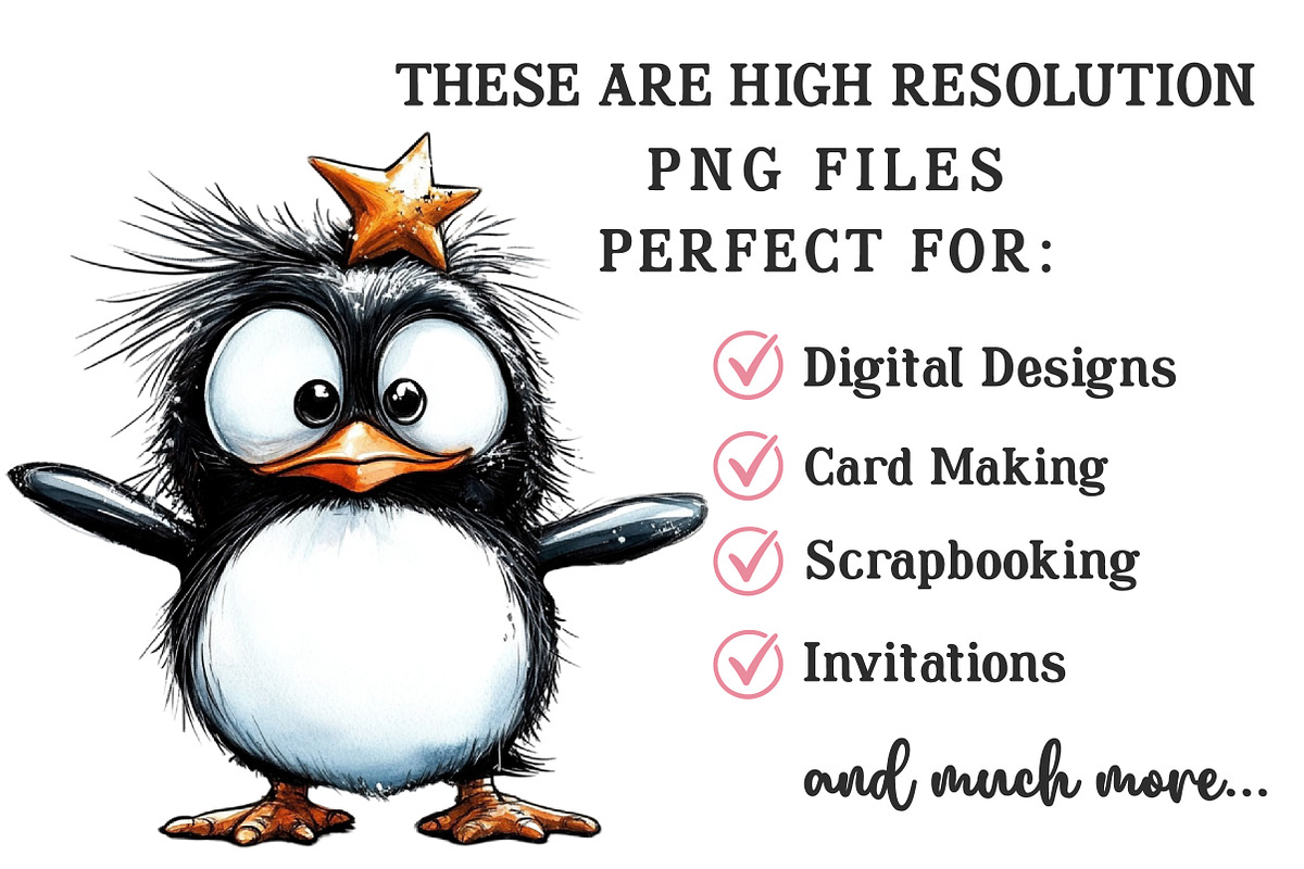 Quirky Christmas Penguin Clipart, an Illustration by OK Design (Photo 2 of 6)