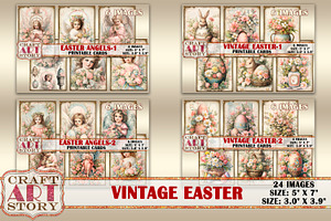 Easter collage cards Atc ACEO Bundle, a Seasonal Illustration by CraftArtStory