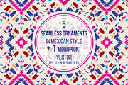 Seamless ornaments in mexican style | Graphic Patterns ~ Creative Market