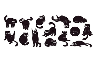 Funny black cats. Isolated crazy cat, an Object Illustration by LadadikArt
