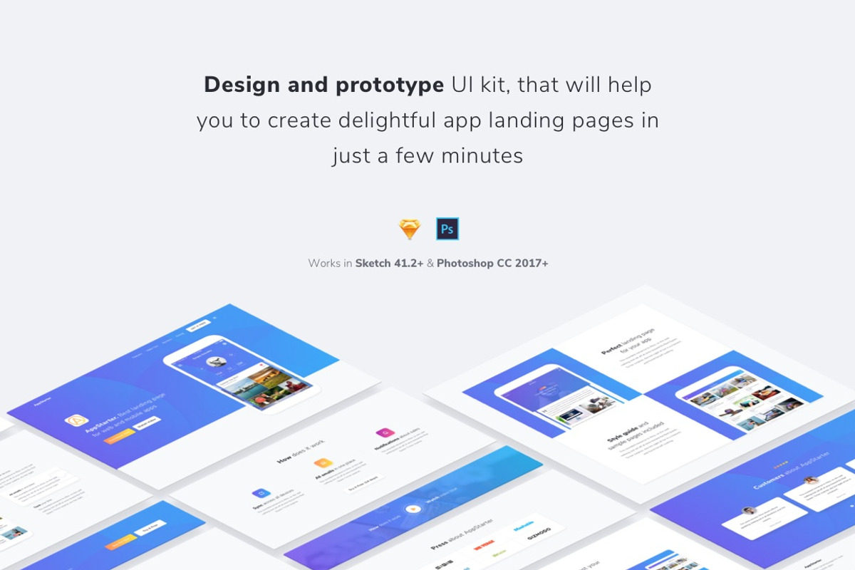 AppStarter: UI Kit for App Landings, an UI Kit Template by UI Chest (Photo 2 of 8)