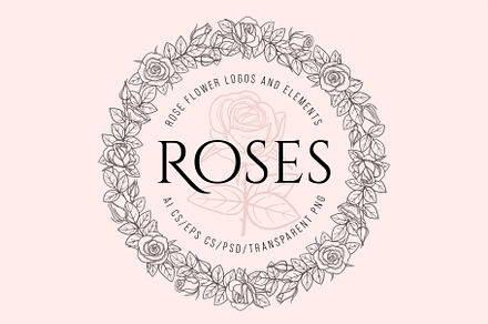 Rose flowers and logos collection