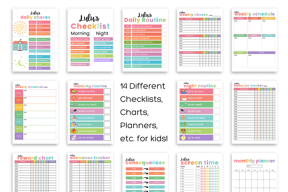 Kids Chore Chart, Canva Editable, a Stationery Template by Earley Bird Design Studio (Photo 2 of 6)