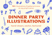 Dinner Party Illustrations, a Food Illustration by sophinka design (Thumbnail 1 of 16)