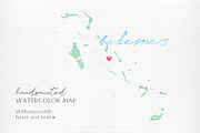 Watercolor Map of the Bahamas, an Object Graphic by Beloved Paper (Thumbnail 1 of 6)