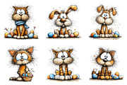 Whimsical easter cats clipart, an Illustration by SinaCreation (Thumbnail 3 of 11)