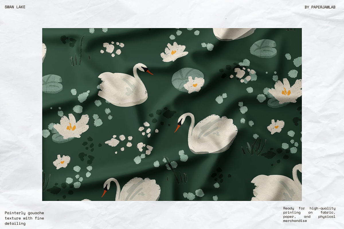Swan Lake Seamless Pattern, a Pattern Graphic by PaperJamLab (Photo 2 of 7)