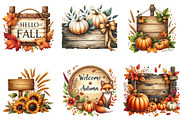 Autumn Wooden Signs Clipart, an Illustration by DreamArtGraphic (Thumbnail 2 of 4)
