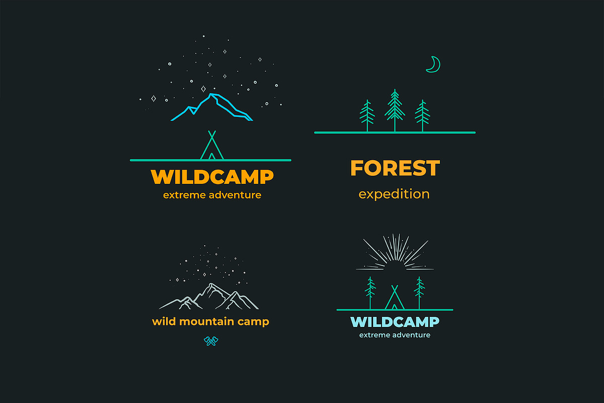 Camping linear Badges, an Illustration by 2dvillShop (Photo 2 of 8)