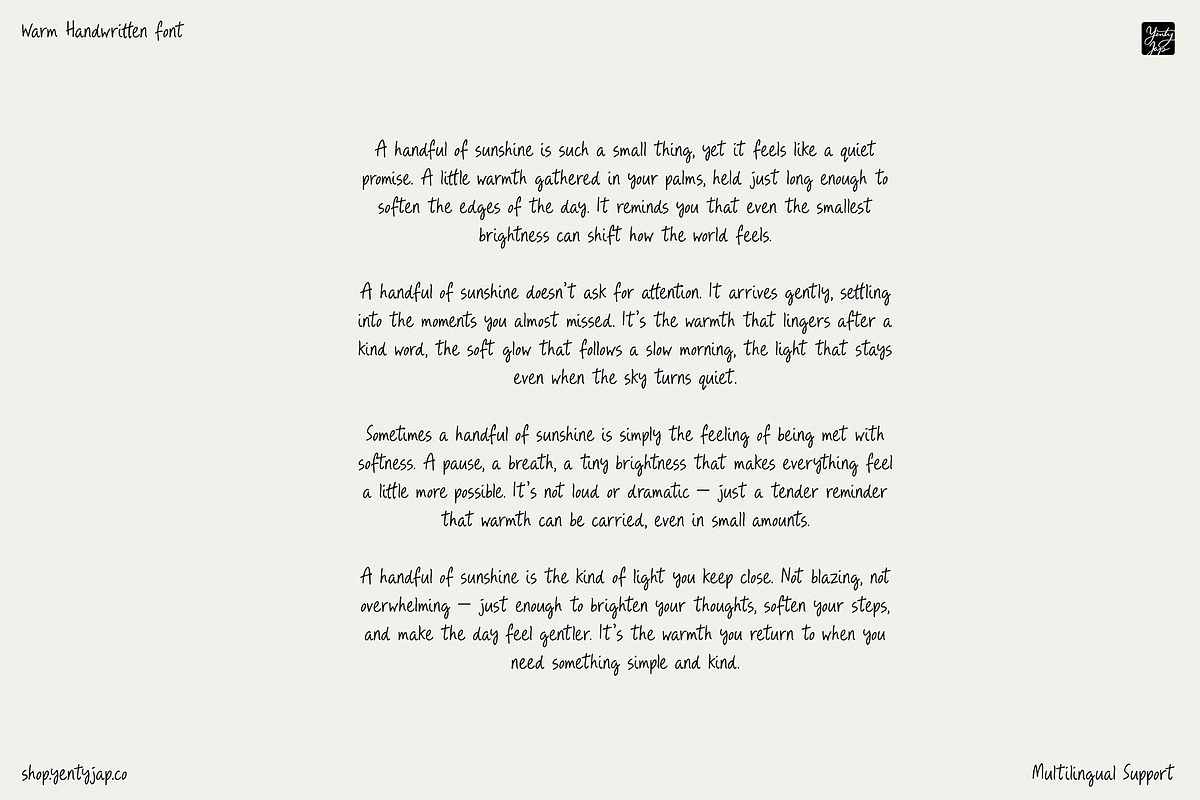 YJ Handful of Sunshine, a Script Font by YENTY JAP CO (Photo 13 of 20)