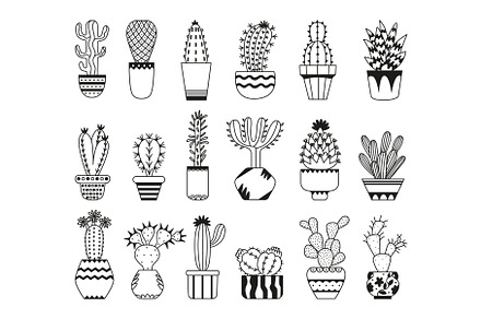Hand drawn cacti. Doodle cactus in, an Object Illustration by Valerie Bodnar