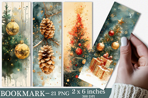Gold Christmas Bookmarks, an Illustration by SinaCreation