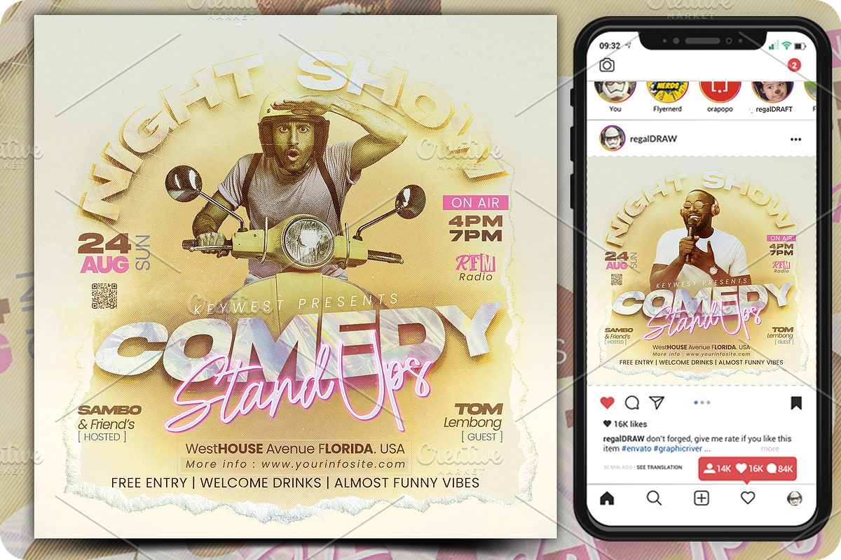 Comedy Event Flyer, a Flyer Template by regalDRAW (Photo 1 of 3)