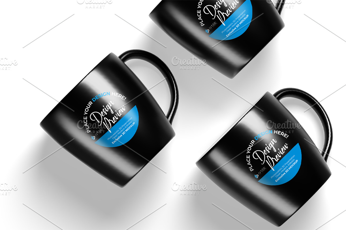 Editable Coffee Mug Mockup Set Black, a Packaging Mockup by artBit Design Studio (Photo 8 of 8)