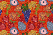 Pomegranate Grape Chrysanthemum, a Pattern Graphic by NayaChu (Thumbnail 3 of 9)