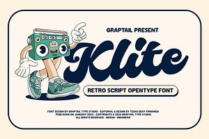 Klite - Retro Script, a Script Font by Graptail