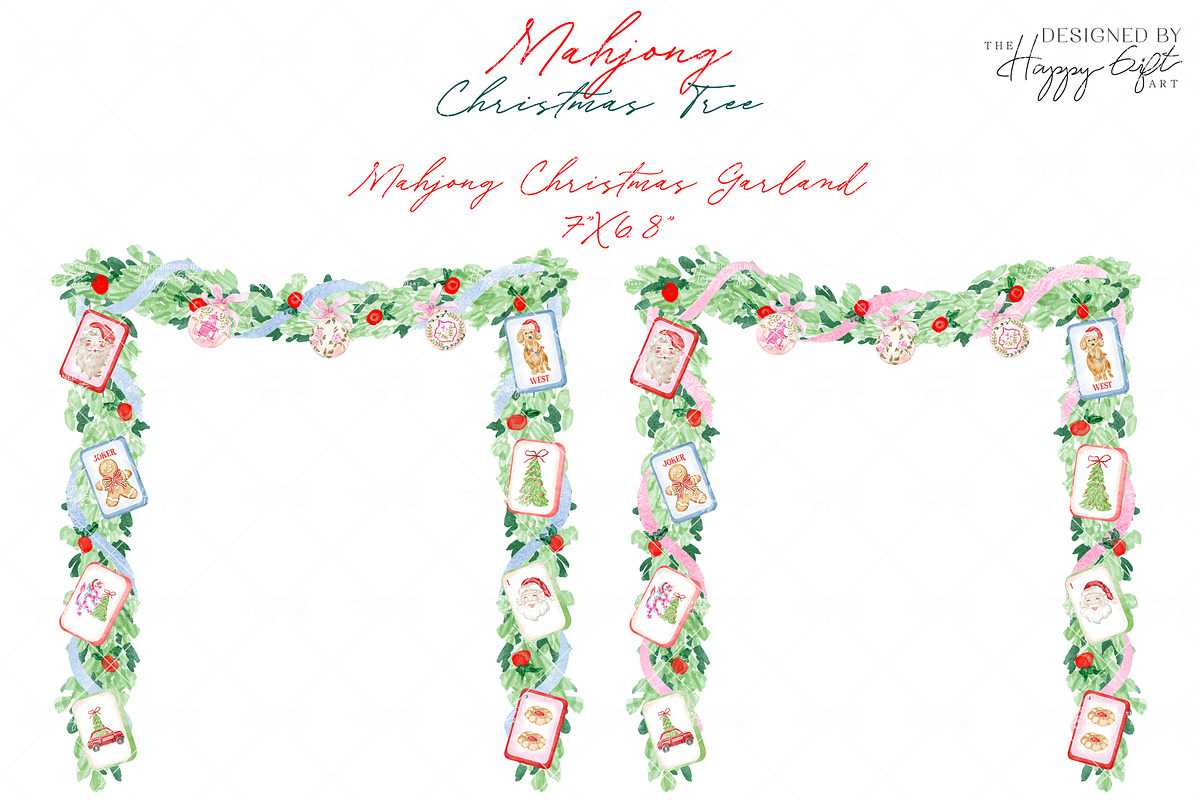 Mahjong Christmas Tree illustrations, a Decorative Illustration by TheHappyGiftArt (Photo 5 of 12)