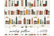 New York City Landscape Taxi pattern, a Pattern Graphic by Milatoo (Thumbnail 1 of 3)