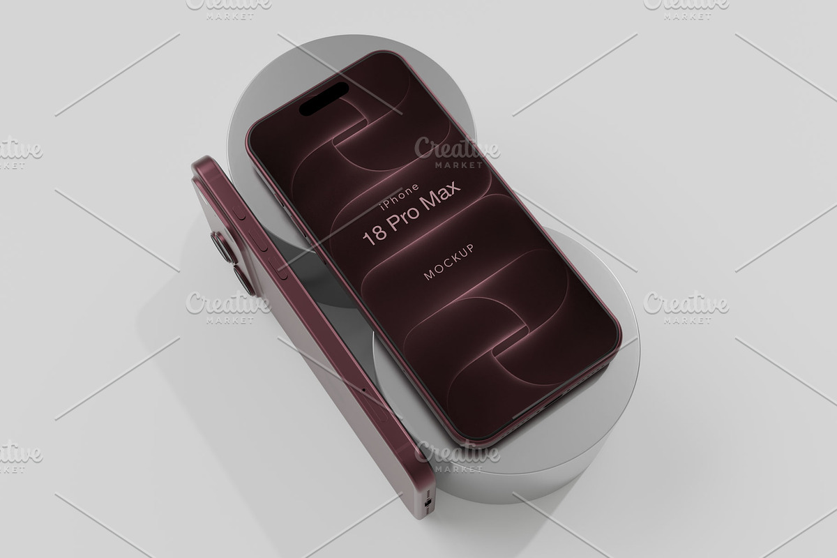 iPhone 18 Pro Max Psd Mockup Set, an iPhone Mockup by MOCKUPSDESIGN (Photo 1 of 3)