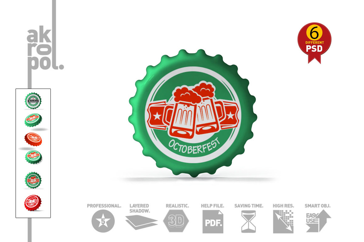 Bottle Cap Mock-Up, a Packaging Mockup by akropol (Photo 7 of 10)