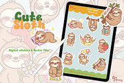 Cute Sloth Sticker Set, a Graphic by Dori Debreceni draws (Thumbnail 2 of 4)