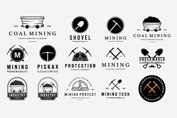 Set Bundle Mining Vintage Logo Icon preview 2