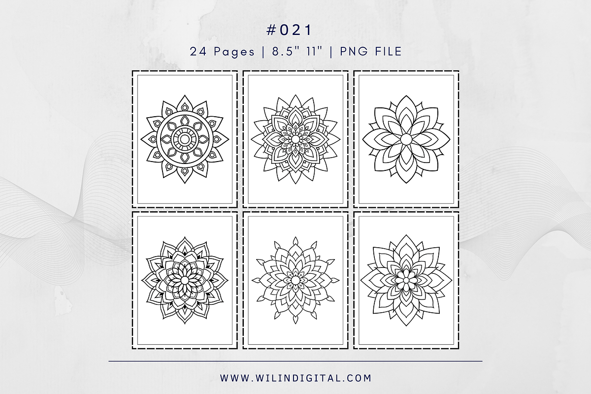 24 Coloring Pages Digital Mandala, a Graphic by Wilin Digital (Photo 3 of 3)