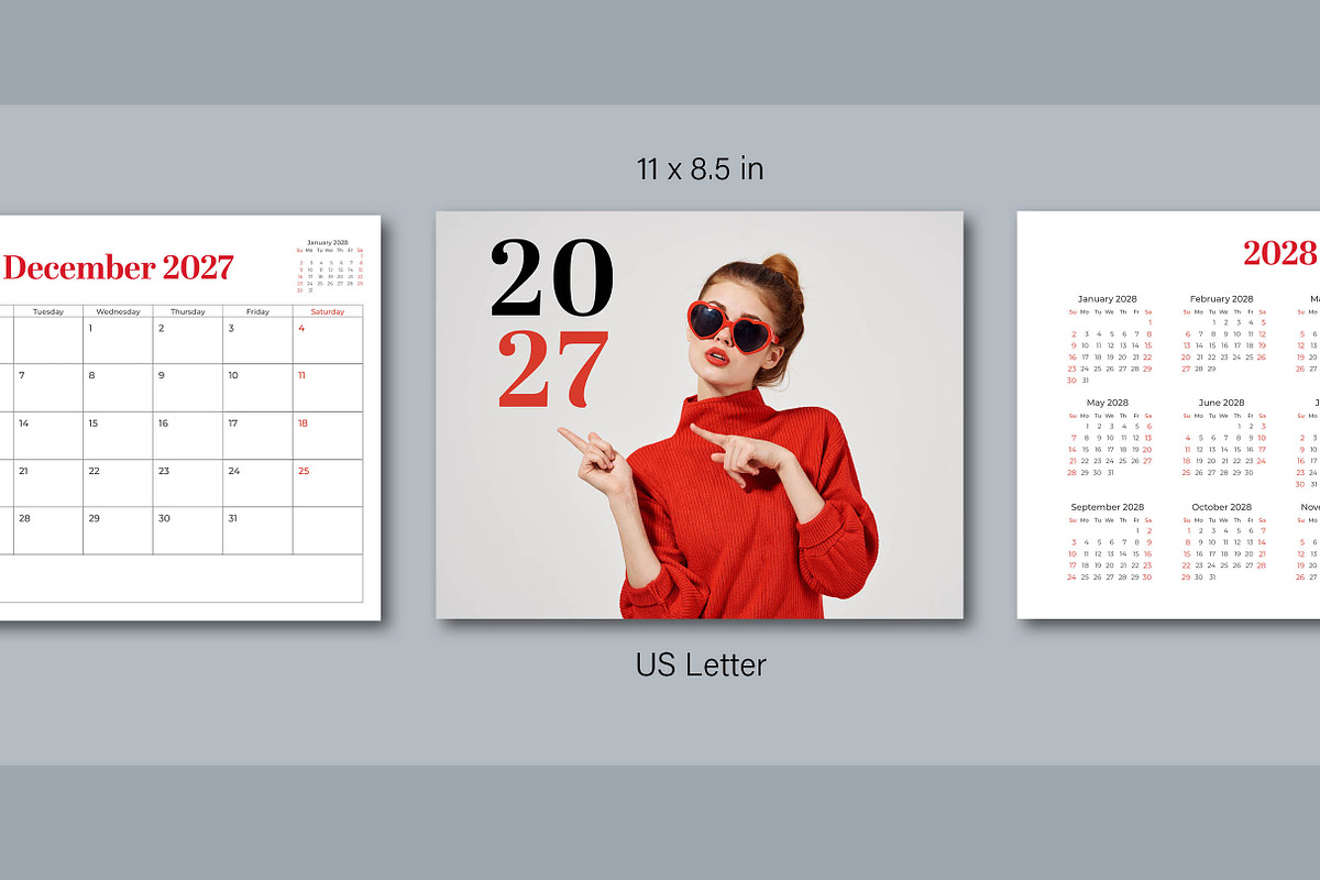 2027 Landscape Calendar Template, a Stationery Template by R-studio (Photo 2 of 8)