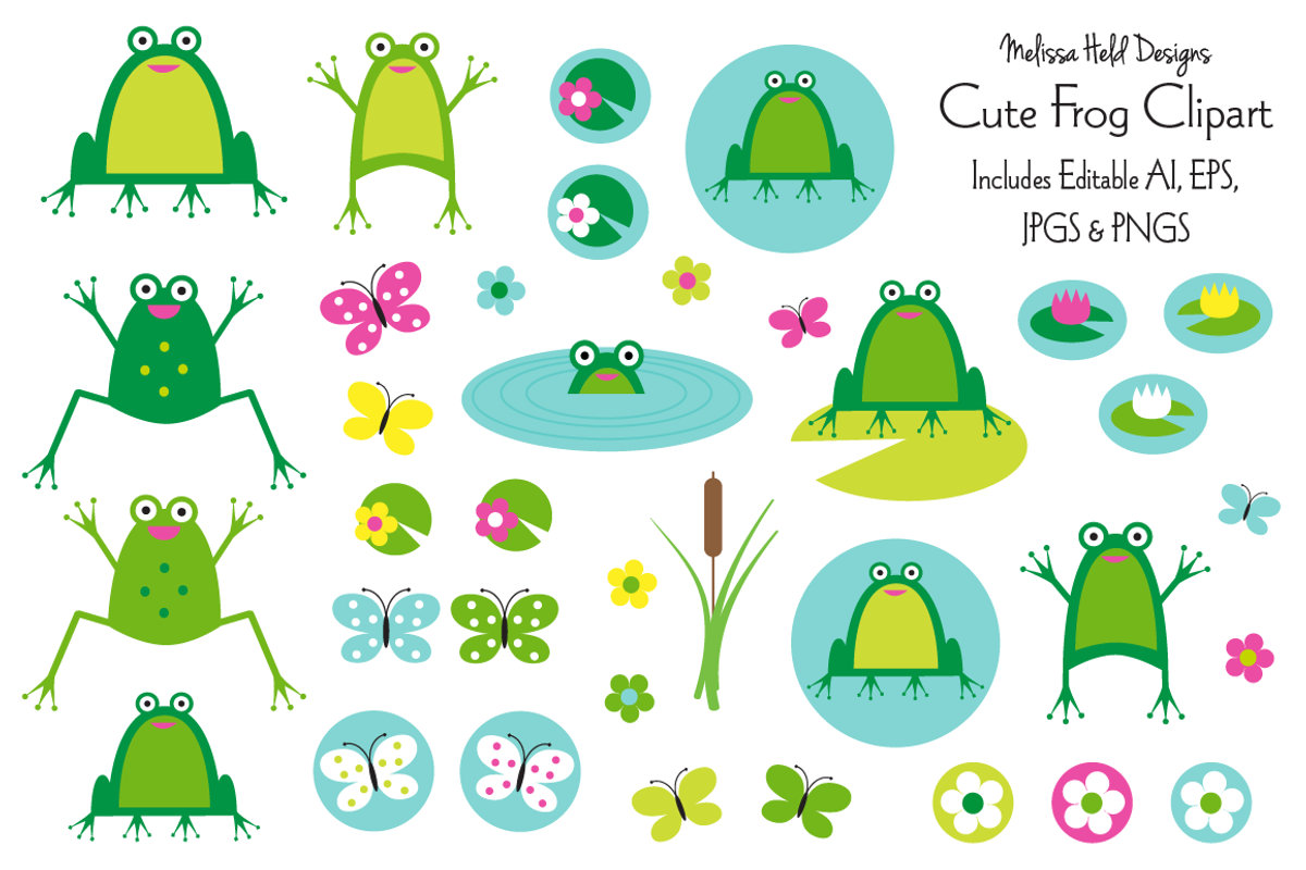 Cute Frog Clipart, an Animal Illustration by Melissa Held Designs (Photo 1 of 4)