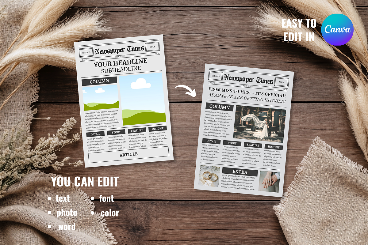 Vintage Newspaper Template, a Magazine Template by ZoloDesignHub (Photo 2 of 8)