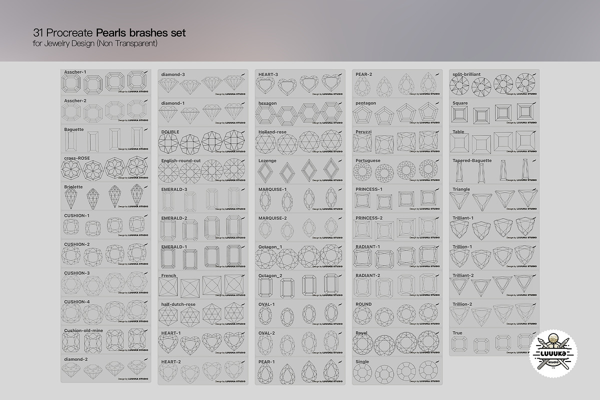 54 Procreate diamond Shapes brashes, a Brush Add-On by Luuuka studio (Photo 3 of 3)