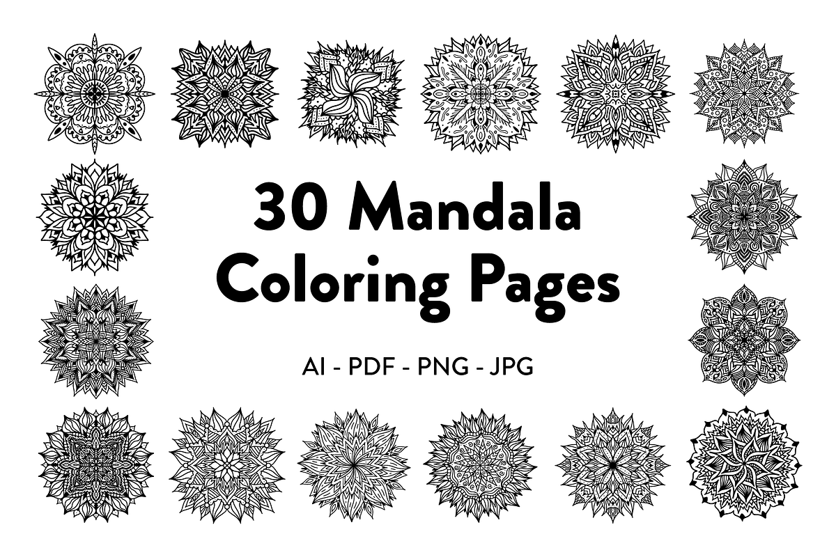 30 Mandala Coloring Pages / Vectors, an Illustration by VisualTimmy (Photo 1 of 4)