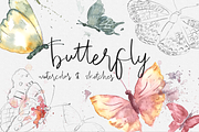 Butterfly Watercolor & Sketches, a Texture Illustration by plaidGecko (Thumbnail 1 of 5)