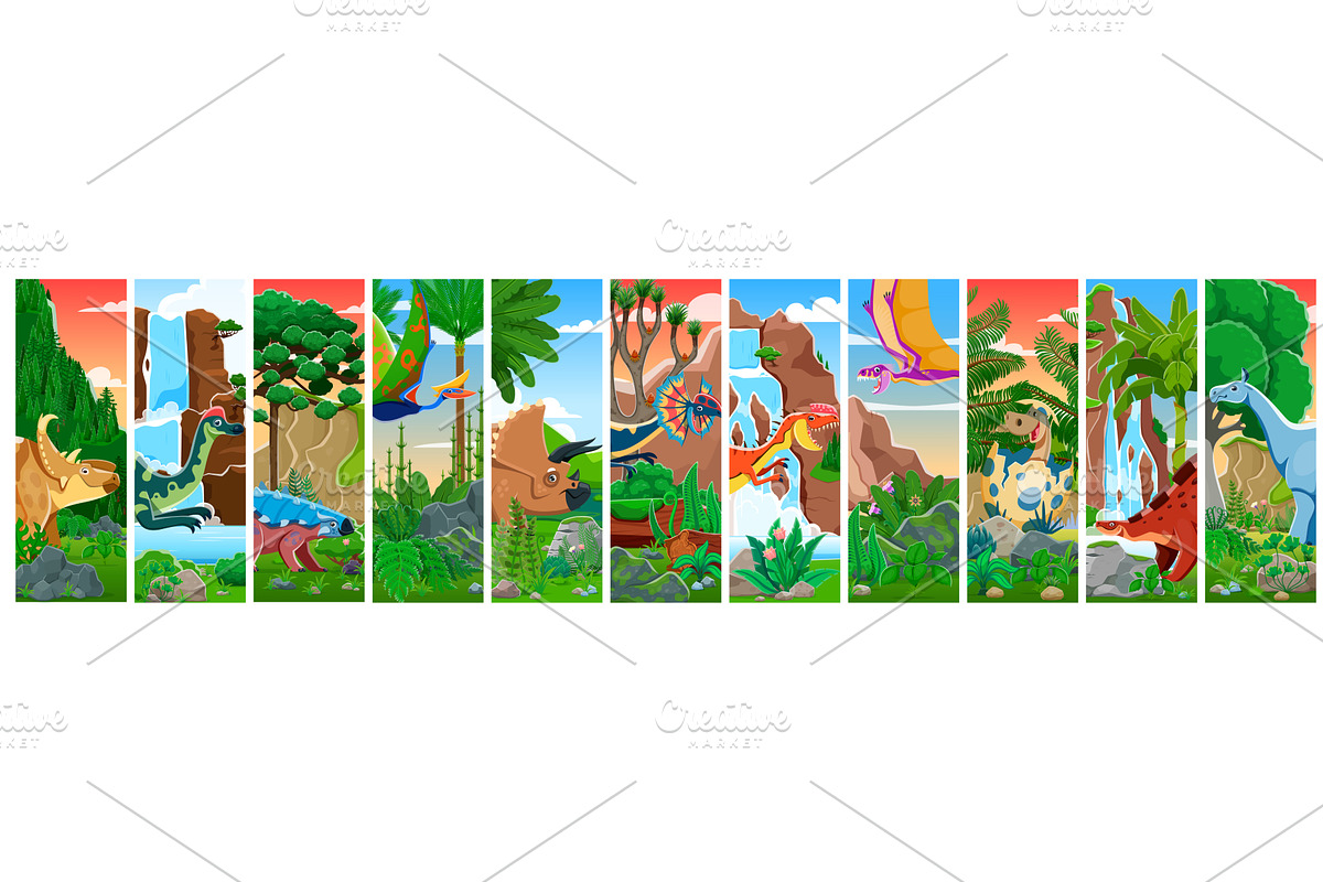 Prehistoric dinosaur characters, an Animal Illustration by Vector Tradition