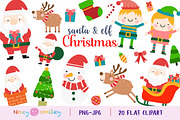 Santa & Elf Flat Clipart, Christmas, a Decorative Illustration by Noey smiley (Thumbnail 1 of 6)