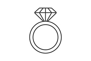 Ring With Diamond Linear Icon