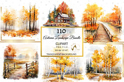 Watercolor Autumn Landscape Clipart, an Illustration by NiiiNArt (Thumbnail 6 of 10)